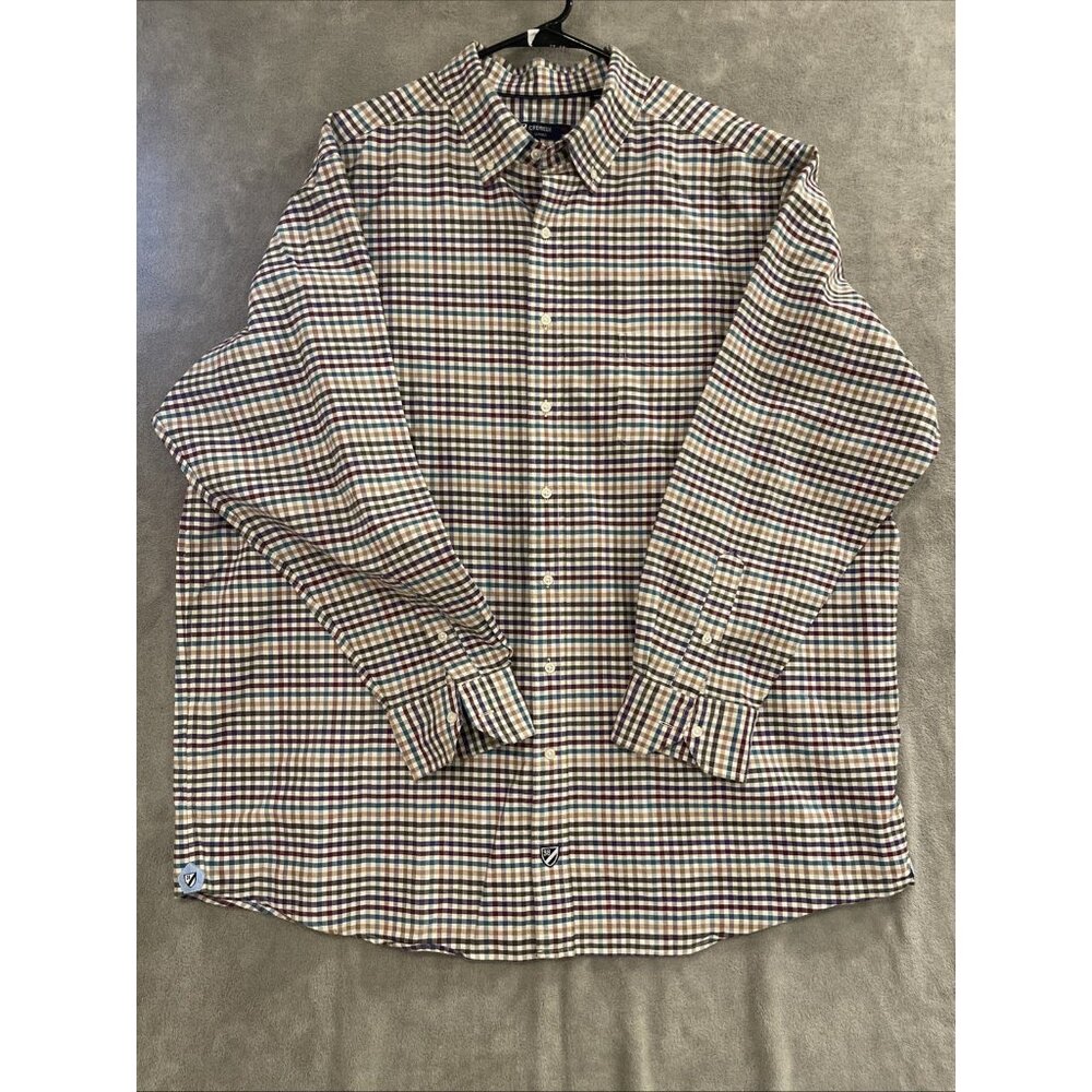 Cremieux Mens Button Down Shirt Blue Red Plaid Long Sleeve Collar Big & Tall 3XT
